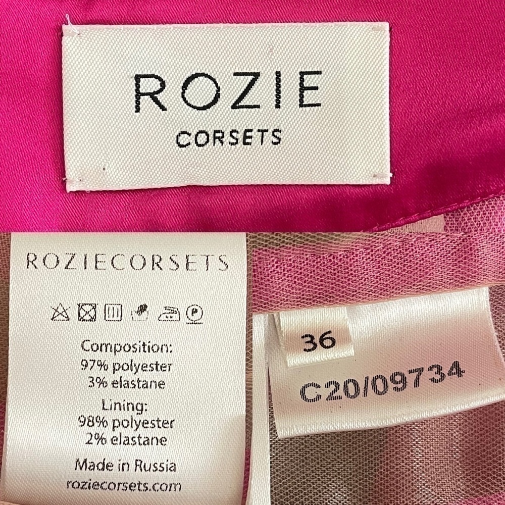 ROZIE CORSETS Crepe & Tulle Corset Fuchsia Pink FR 36 XS - Picture 8 of 12